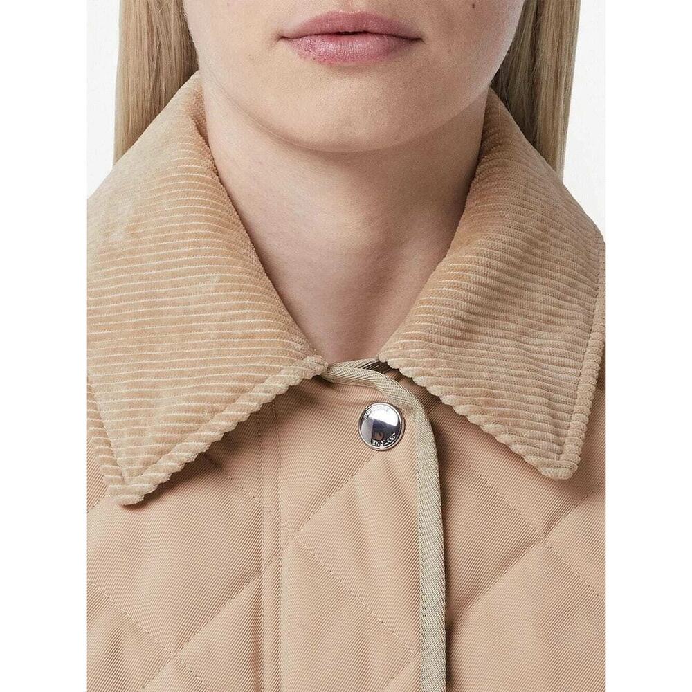 NWOT $1439 BURBERRY Quilted Country Jacket Cropped Long-Sleeve Zip Snap Neutral - Picture 13 of 14